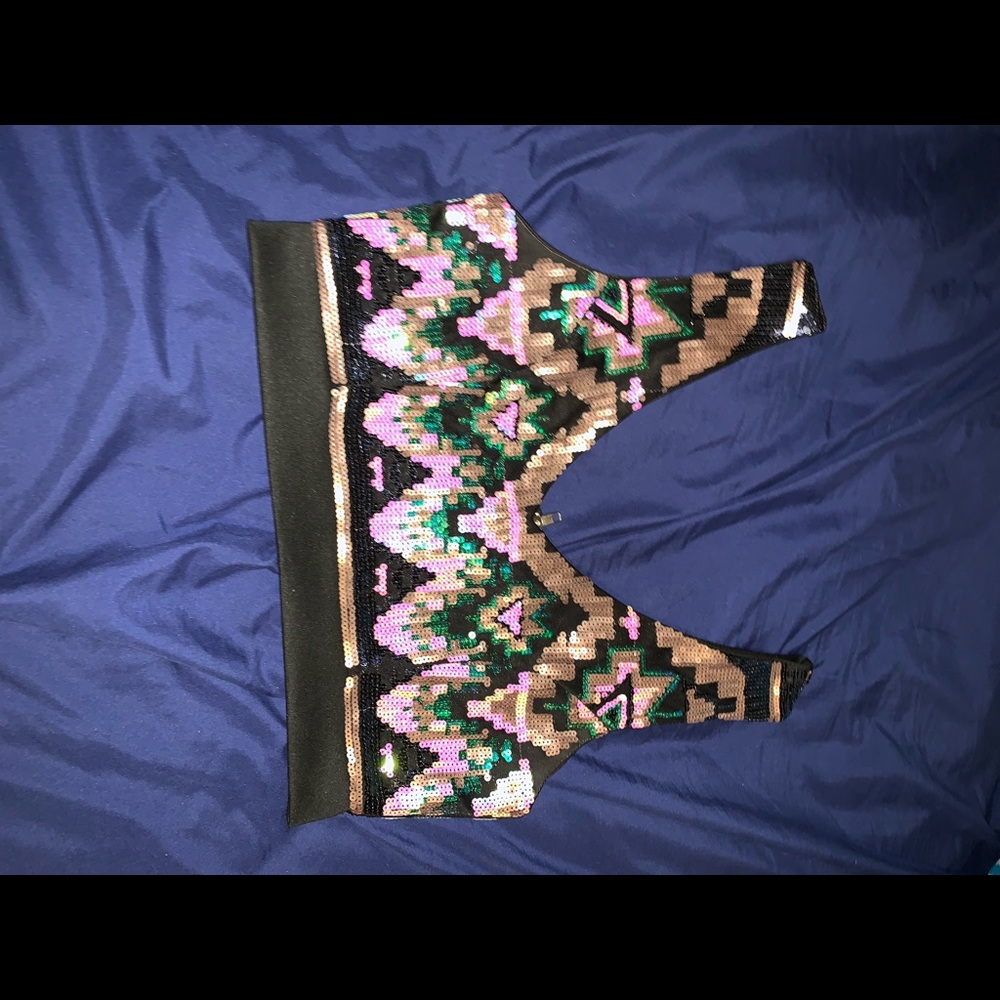 Sequin, zip up crop top